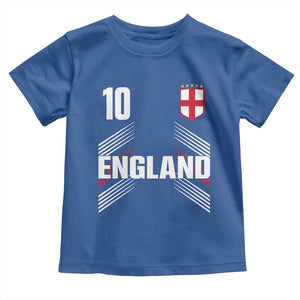 England Soccer Sports Graphic Number 10 Jersey Style Toddler T Shirt Proud St George Cross Football Fans Game Day Pride TS02 Royal Blue Print Your Wear