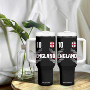 England Soccer Sports Graphic Number 10 Jersey Style Tumbler With Handle Proud St George Cross Football Fans Game Day Pride TS02 Print Your Wear