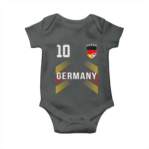 Germany Soccer Sports Graphic Number 10 Jersey Style Baby Onesie Proud German Football Fans Game Day Pride TS02 Dark Heather Print Your Wear