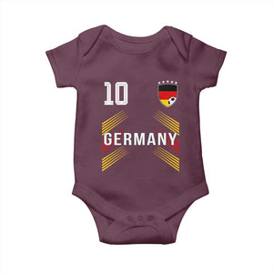 Germany Soccer Sports Graphic Number 10 Jersey Style Baby Onesie Proud German Football Fans Game Day Pride TS02 Maroon Print Your Wear