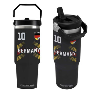 Germany Soccer Sports Graphic Number 10 Jersey Style Flip Straw Tumbler Proud German Football Fans Game Day Pride TS02 One Size: 30 oz Black Print Your Wear