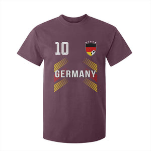Germany Soccer Sports Graphic Number 10 Jersey Style T Shirt For Kid Proud German Football Fans Game Day Pride TS02 Maroon Print Your Wear
