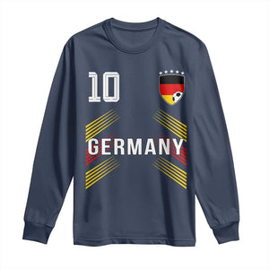 Germany Soccer Sports Graphic Number 10 Jersey Style Long Sleeve Shirt Proud German Football Fans Game Day Pride TS02 Navy Print Your Wear