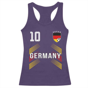 Germany Soccer Sports Graphic Number 10 Jersey Style Racerback Tank Top Proud German Football Fans Game Day Pride TS02 Purple Print Your Wear