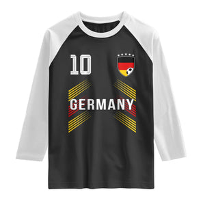 Germany Soccer Sports Graphic Number 10 Jersey Style Raglan Shirt Proud German Football Fans Game Day Pride TS02 Black White Print Your Wear