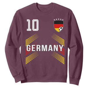Germany Soccer Sports Graphic Number 10 Jersey Style Sweatshirt Proud German Football Fans Game Day Pride TS02 Maroon Print Your Wear