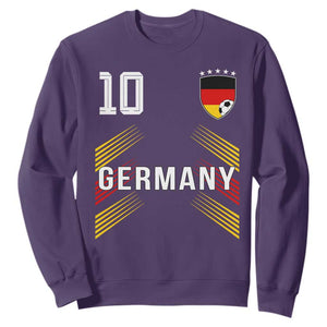 Germany Soccer Sports Graphic Number 10 Jersey Style Sweatshirt Proud German Football Fans Game Day Pride TS02 Purple Print Your Wear