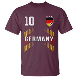 Germany Soccer Sports Graphic Number 10 Jersey Style T Shirt Proud German Football Fans Game Day Pride TS02 Maroon Print Your Wear