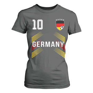 Germany Soccer Sports Graphic Number 10 Jersey Style T Shirt For Women Proud German Football Fans Game Day Pride TS02 Dark Heather Print Your Wear