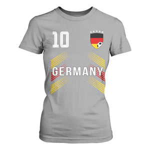 Germany Soccer Sports Graphic Number 10 Jersey Style T Shirt For Women Proud German Football Fans Game Day Pride TS02 Sport Gray Print Your Wear