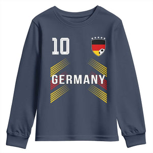 Germany Soccer Sports Graphic Number 10 Jersey Style Youth Sweatshirt Proud German Football Fans Game Day Pride TS02 Navy Print Your Wear