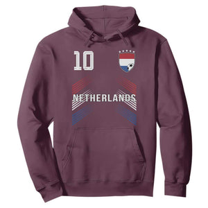 Netherlands Soccer Sports Graphic Number 10 Jersey Style Hoodie Proud Nederlands Holland Football Fans Game Day Pride TS02 Maroon Print Your Wear