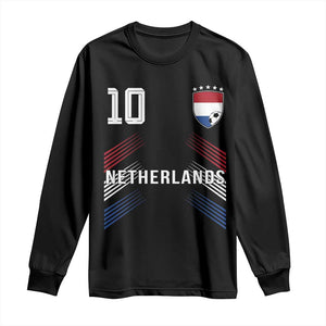 Netherlands Soccer Sports Graphic Number 10 Jersey Style Long Sleeve Shirt Proud Nederlands Holland Football Fans Game Day Pride TS02 Black Print Your Wear