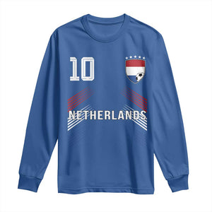 Netherlands Soccer Sports Graphic Number 10 Jersey Style Long Sleeve Shirt Proud Nederlands Holland Football Fans Game Day Pride TS02 Royal Blue Print Your Wear