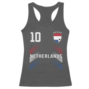 Netherlands Soccer Sports Graphic Number 10 Jersey Style Racerback Tank Top Proud Nederlands Holland Football Fans Game Day Pride TS02 Dark Heather Print Your Wear