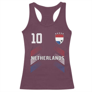 Netherlands Soccer Sports Graphic Number 10 Jersey Style Racerback Tank Top Proud Nederlands Holland Football Fans Game Day Pride TS02 Maroon Print Your Wear