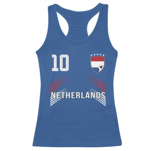 Netherlands Soccer Sports Graphic Number 10 Jersey Style Racerback Tank Top Proud Nederlands Holland Football Fans Game Day Pride TS02 Royal Blue Print Your Wear