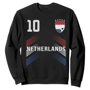 Netherlands Soccer Sports Graphic Number 10 Jersey Style Sweatshirt Proud Nederlands Holland Football Fans Game Day Pride TS02 Black Print Your Wear