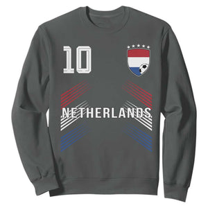Netherlands Soccer Sports Graphic Number 10 Jersey Style Sweatshirt Proud Nederlands Holland Football Fans Game Day Pride TS02 Dark Heather Print Your Wear