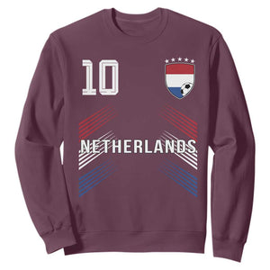 Netherlands Soccer Sports Graphic Number 10 Jersey Style Sweatshirt Proud Nederlands Holland Football Fans Game Day Pride TS02 Maroon Print Your Wear