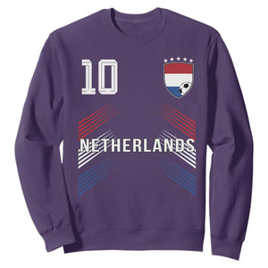 Netherlands Soccer Sports Graphic Number 10 Jersey Style Sweatshirt Proud Nederlands Holland Football Fans Game Day Pride TS02 Purple Print Your Wear