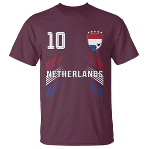 Netherlands Soccer Sports Graphic Number 10 Jersey Style T Shirt Proud Nederlands Holland Football Fans Game Day Pride TS02 Maroon Print Your Wear