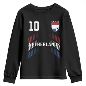 Netherlands Soccer Sports Graphic Number 10 Jersey Style Youth Sweatshirt Proud Nederlands Holland Football Fans Game Day Pride TS02 Black Print Your Wear