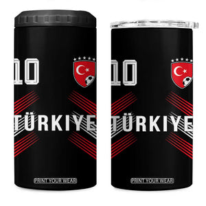 Proud Turkiye Soccer Fans Number 10 Jersey Style 4 in 1 Can Cooler Tumbler Patriotic Turkish Football Turkey Sports Lover TS02 One Size: 16 oz Black Print Your Wear