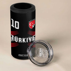 Proud Turkiye Soccer Fans Number 10 Jersey Style 4 in 1 Can Cooler Tumbler Patriotic Turkish Football Turkey Sports Lover TS02 Print Your Wear