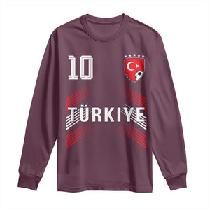 Proud Turkiye Soccer Fans Number 10 Jersey Style Long Sleeve Shirt Patriotic Turkish Football Turkey Sports Lover