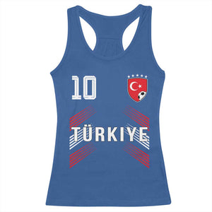 Proud Turkiye Soccer Fans Number 10 Jersey Style Racerback Tank Top Patriotic Turkish Football Turkey Sports Lover