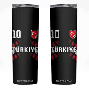 Proud Turkiye Soccer Fans Number 10 Jersey Style Skinny Tumbler Patriotic Turkish Football Turkey Sports Lover TS02 Black Print Your Wear