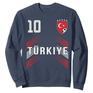 Proud Turkiye Soccer Fans Number 10 Jersey Style Sweatshirt Patriotic Turkish Football Turkey Sports Lover