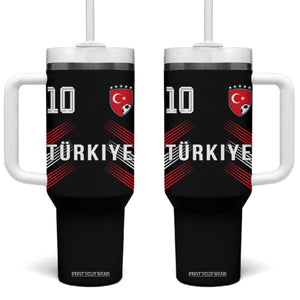 Proud Turkiye Soccer Fans Number 10 Jersey Style Tumbler With Handle Patriotic Turkish Football Turkey Sports Lover TS02 One Size: 40 oz Black Print Your Wear