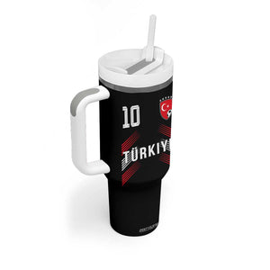 Proud Turkiye Soccer Fans Number 10 Jersey Style Tumbler With Handle Patriotic Turkish Football Turkey Sports Lover TS02 Print Your Wear