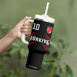 Proud Turkiye Soccer Fans Number 10 Jersey Style Tumbler With Handle Patriotic Turkish Football Turkey Sports Lover TS02 Print Your Wear