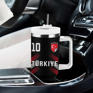 Proud Turkiye Soccer Fans Number 10 Jersey Style Tumbler With Handle Patriotic Turkish Football Turkey Sports Lover TS02 Print Your Wear