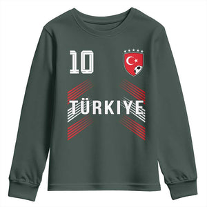 Proud Turkiye Soccer Fans Number 10 Jersey Style Youth Sweatshirt Patriotic Turkish Football Turkey Sports Lover