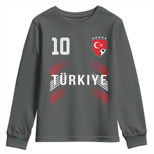 Proud Turkiye Soccer Fans Number 10 Jersey Style Youth Sweatshirt Patriotic Turkish Football Turkey Sports Lover