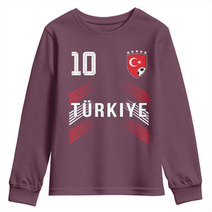 Proud Turkiye Soccer Fans Number 10 Jersey Style Youth Sweatshirt Patriotic Turkish Football Turkey Sports Lover