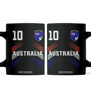 Australia Soccer Sports Graphic Number 10 Jersey Style Coffee Mug Proud Australian Football Fans Game Day Pride TS02 Black Print Your Wear