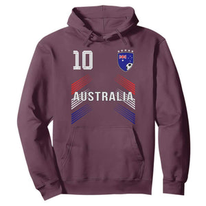 Australia Soccer Sports Graphic Number 10 Jersey Style Hoodie Proud Australian Football Fans Game Day Pride TS02 Maroon Print Your Wear