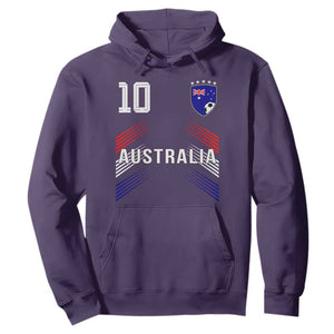Australia Soccer Sports Graphic Number 10 Jersey Style Hoodie Proud Australian Football Fans Game Day Pride TS02 Purple Print Your Wear