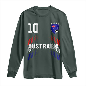 Australia Soccer Sports Graphic Number 10 Jersey Style Long Sleeve Shirt Proud Australian Football Fans Game Day Pride TS02 Dark Forest Green Print Your Wear