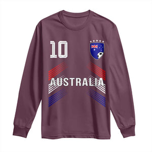 Australia Soccer Sports Graphic Number 10 Jersey Style Long Sleeve Shirt Proud Australian Football Fans Game Day Pride TS02 Maroon Print Your Wear