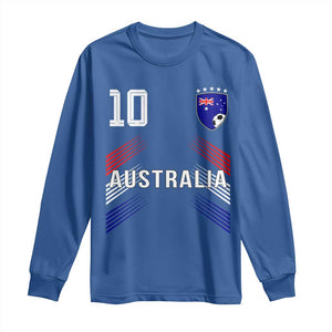 Australia Soccer Sports Graphic Number 10 Jersey Style Long Sleeve Shirt Proud Australian Football Fans Game Day Pride TS02 Royal Blue Print Your Wear