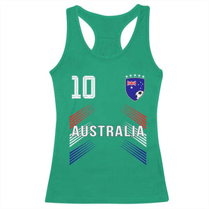 Australia Soccer Sports Graphic Number 10 Jersey Style Racerback Tank Top Proud Australian Football Fans Game Day Pride TS02 Irish Green Print Your Wear
