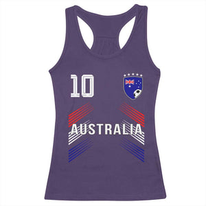 Australia Soccer Sports Graphic Number 10 Jersey Style Racerback Tank Top Proud Australian Football Fans Game Day Pride TS02 Purple Print Your Wear