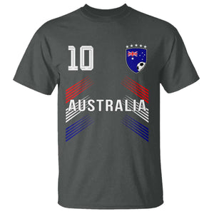 Australia Soccer Sports Graphic Number 10 Jersey Style T Shirt Proud Australian Football Fans Game Day Pride TS02 Dark Heather Print Your Wear
