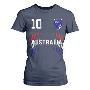 Australia Soccer Sports Graphic Number 10 Jersey Style T Shirt For Women Proud Australian Football Fans Game Day Pride TS02 Navy Print Your Wear
